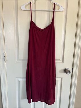 Eileen Fisher 100% Silk Burgundy Slip Dress Cowl Neck Midi M